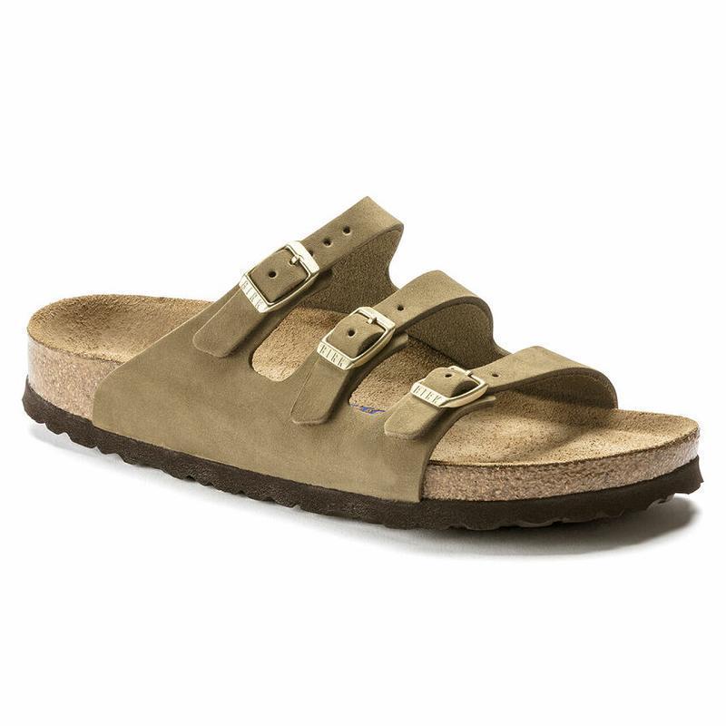 Birkenstock Fresh Soft Footbed Nubuck Læder Florida Dame Khaki | DK 456NWY